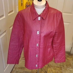Vintage, cherry red, leather jacket
